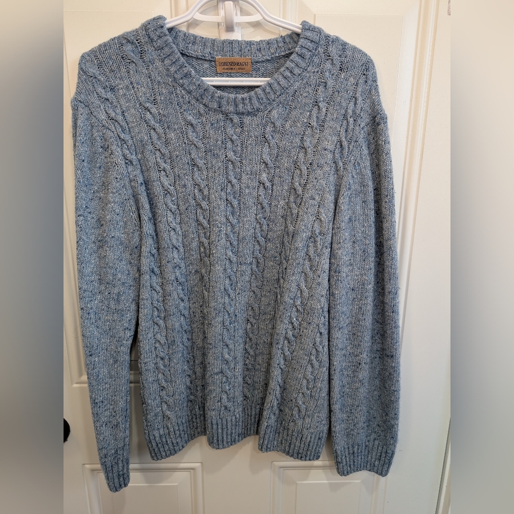 Lorenzo Light Blue Cable Knit Sweater